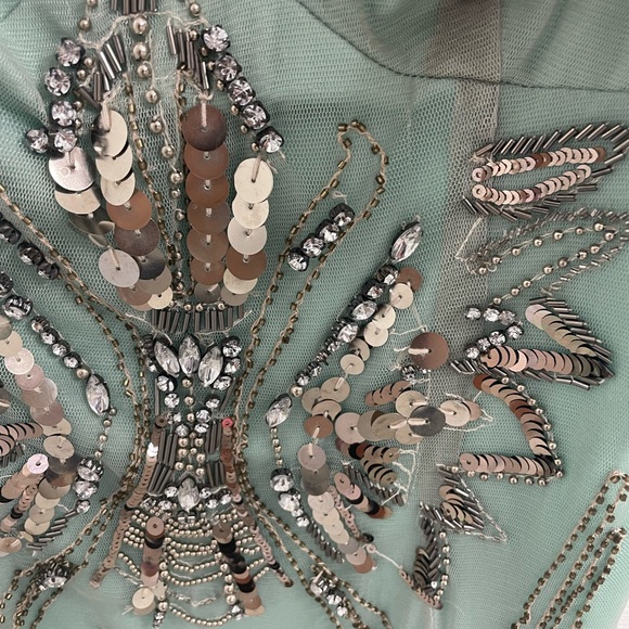 Gather Beauty Green Embellished Dress Sz 6 - Picture 15 of 16